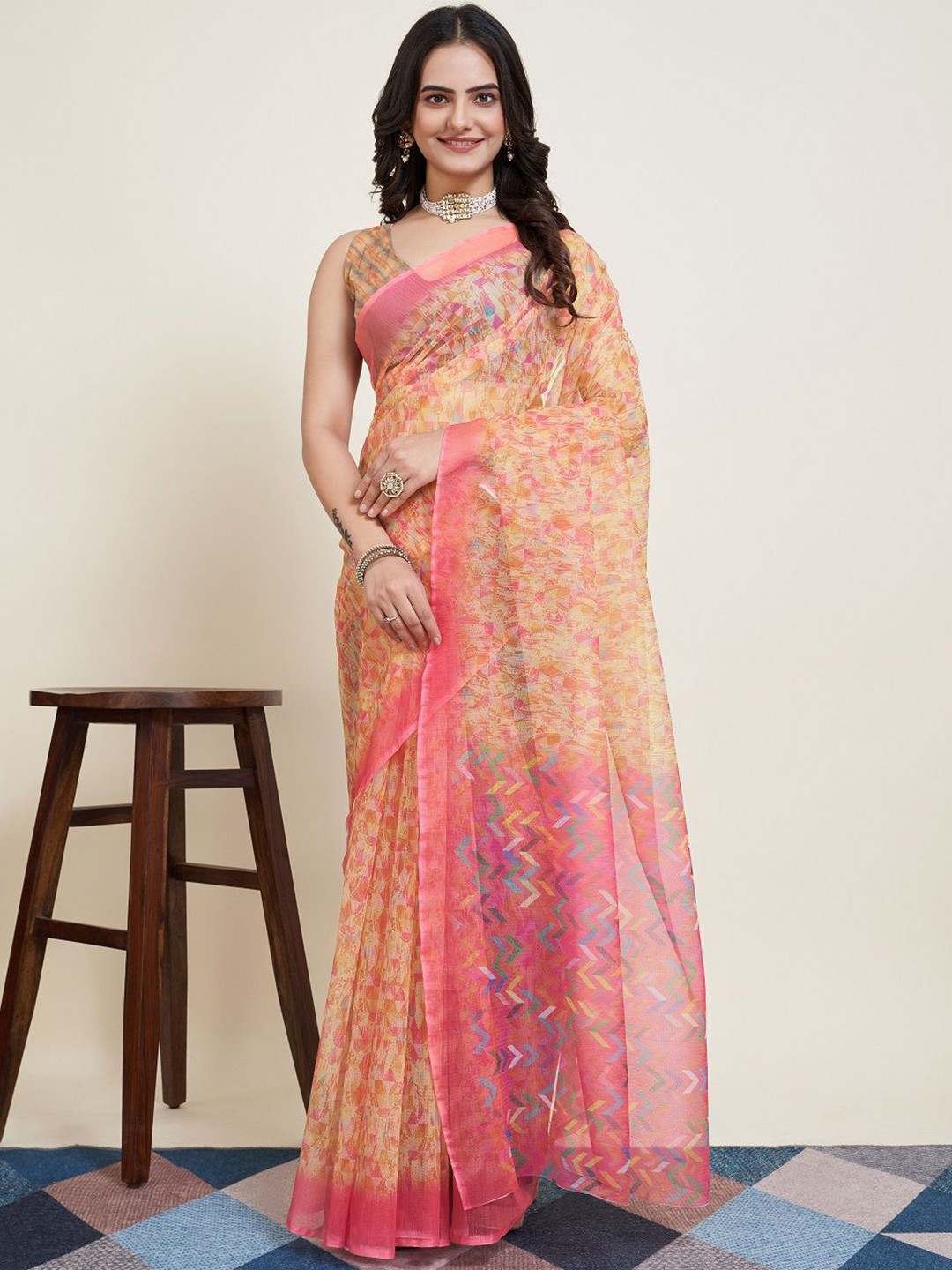 

Iris Supernet Saree, Yellow