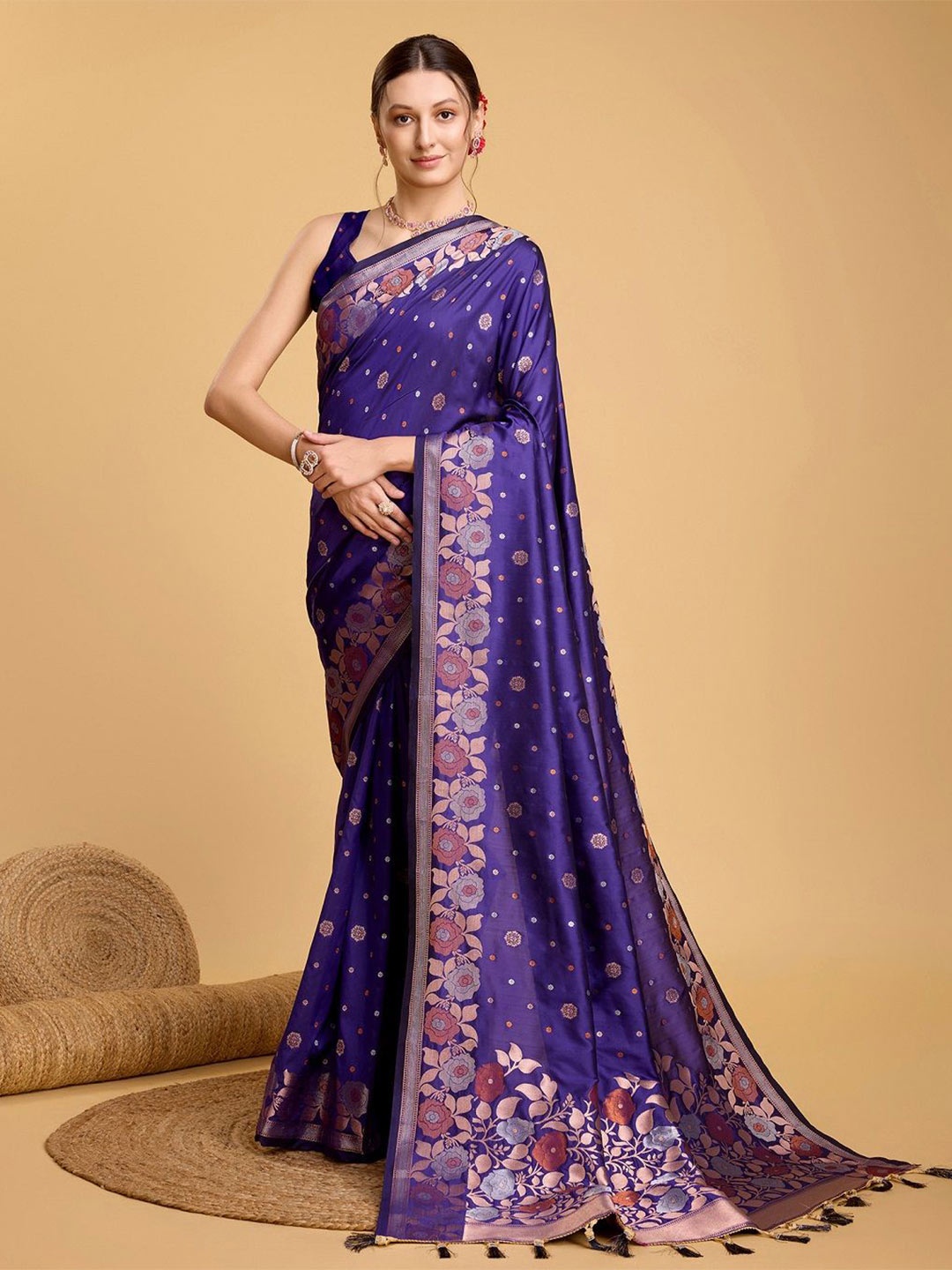 

Iris Woven Design Zari Banarasi Saree, Violet