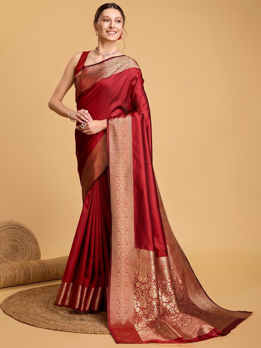 

Iris Zari Banarasi Saree, Red