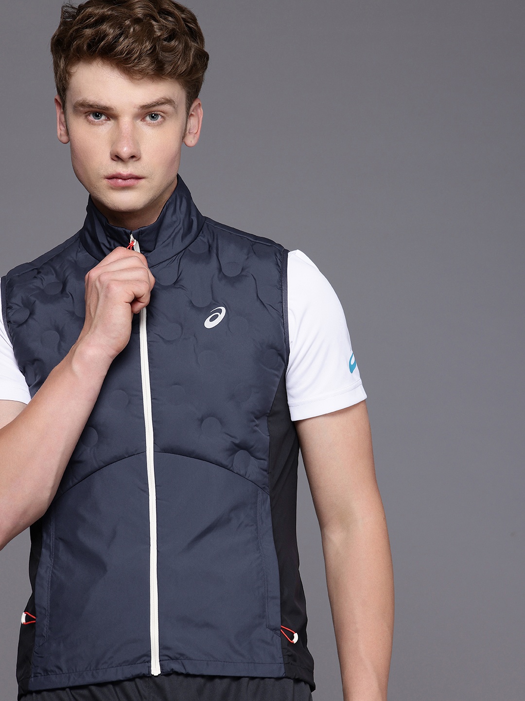 

ASICS Mock Collar Vest, Blue