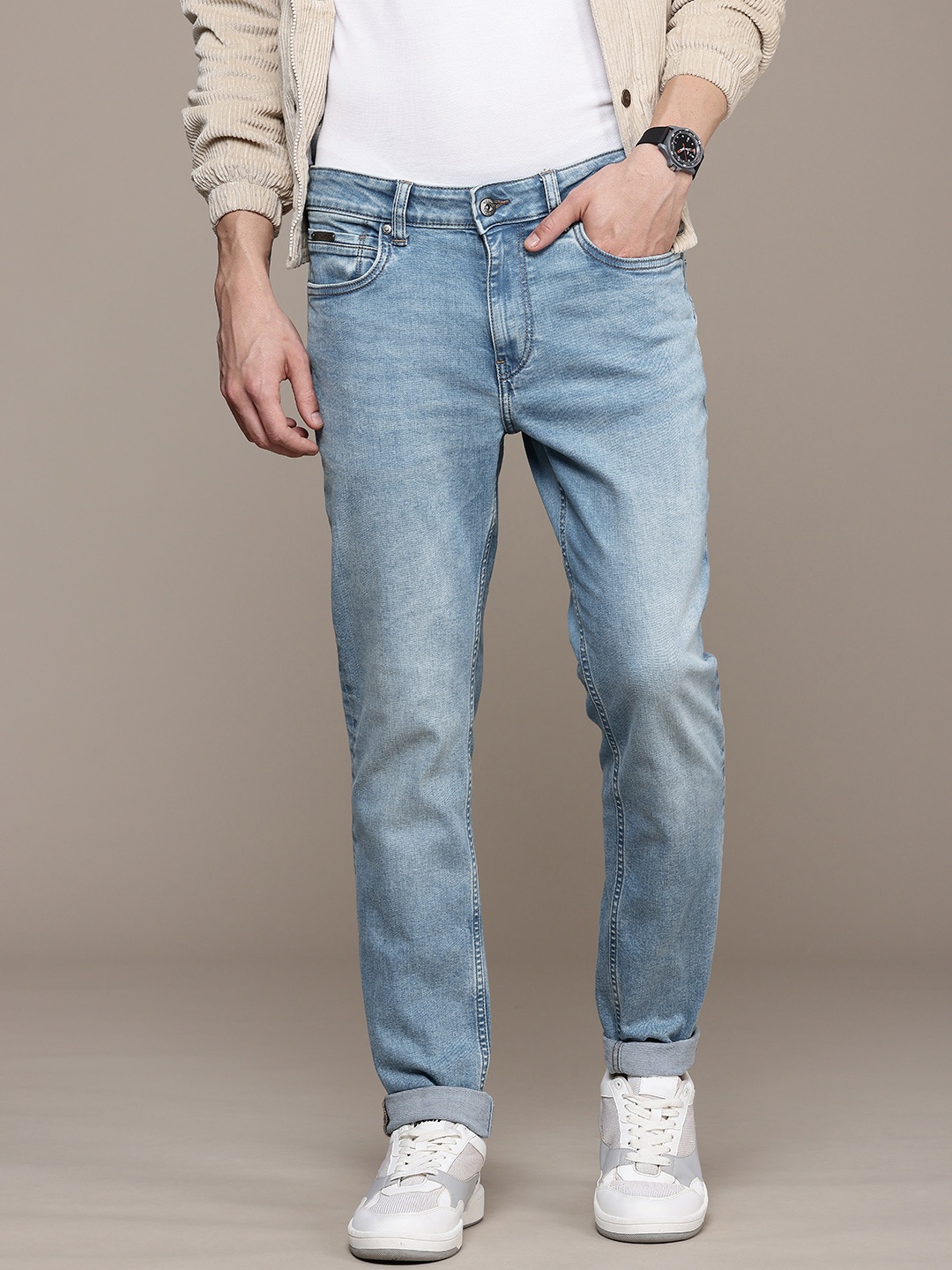 

Nautica Men Slim Fit Light Fade Stretchable Jeans, Blue