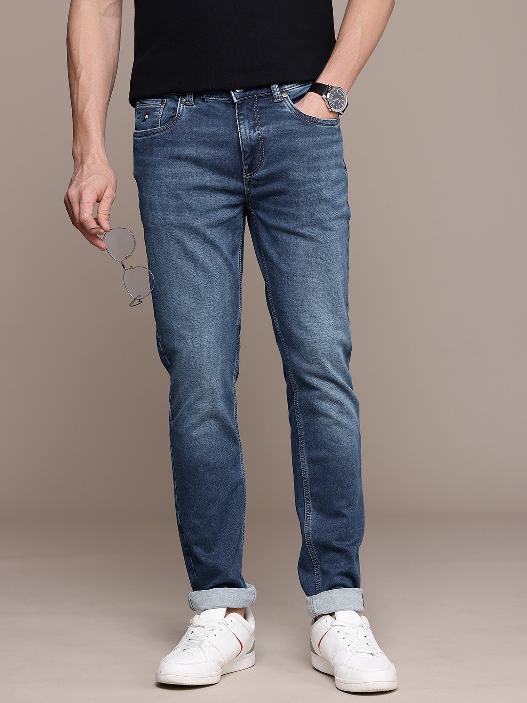 

Nautica Men Slim Fit Light Fade Stretchable Jeans, Blue