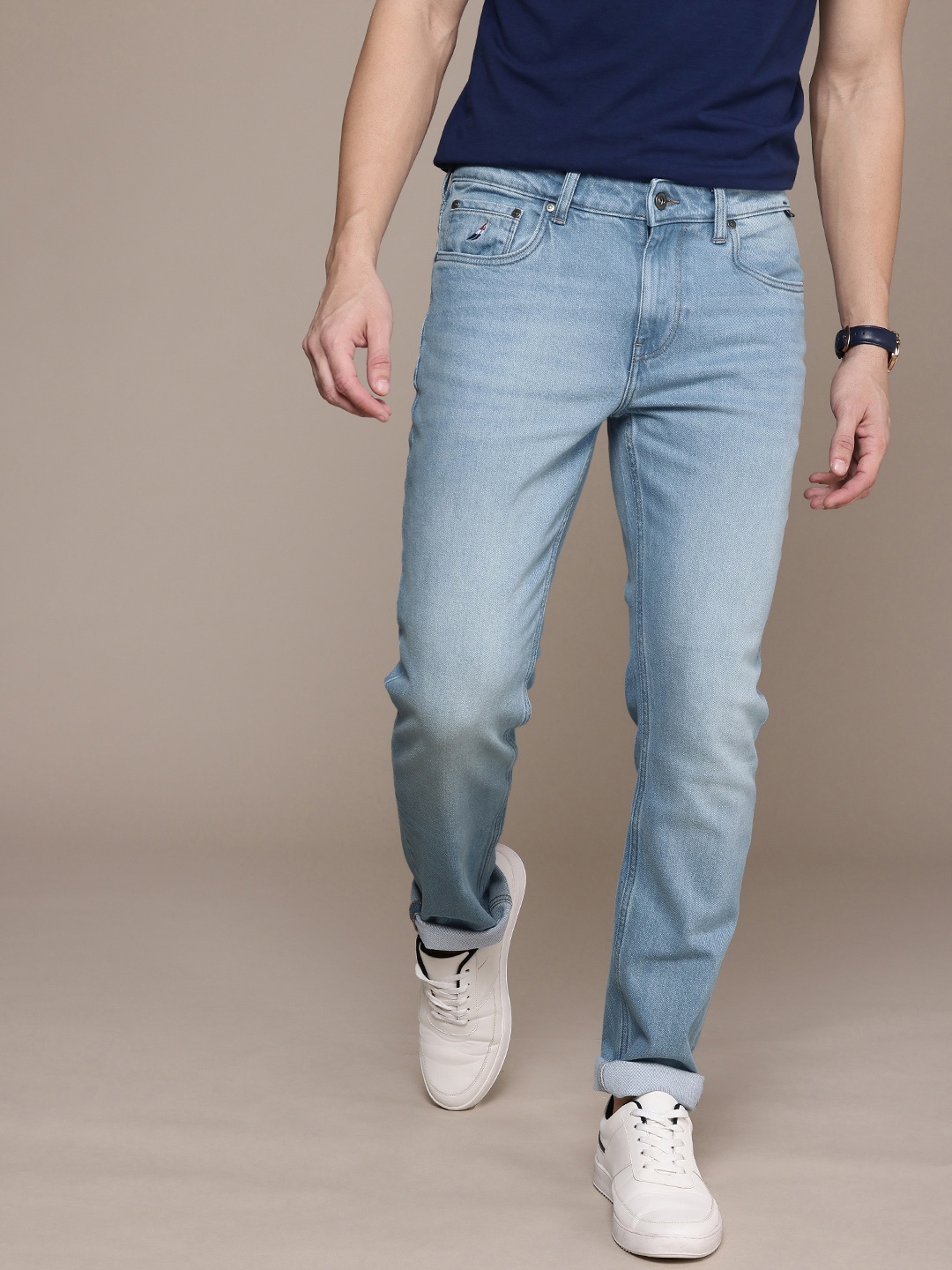 

Nautica Men Slim Fit Light Fade Stretchable Jeans, Blue