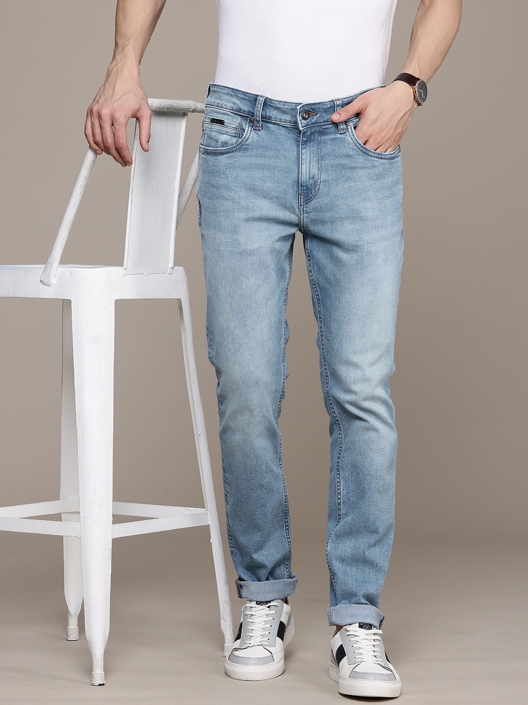 

Nautica Men Slim Fit Light Fade Stretchable Jeans, Blue