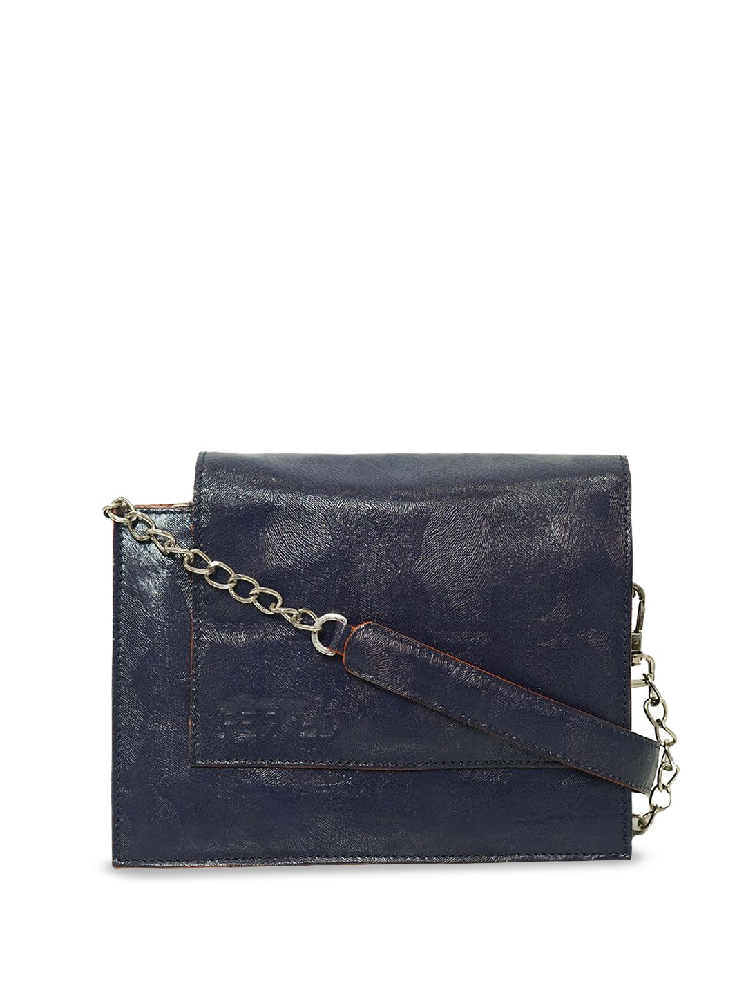 

PERKED Textured Leather Structured Sling Bag with Quilted, Blue