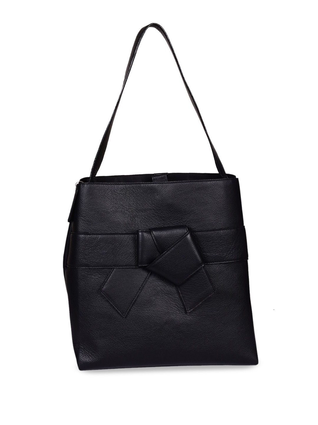 

PERKED ROOM TO BREATHE Leather Structured Tote Bag, Black