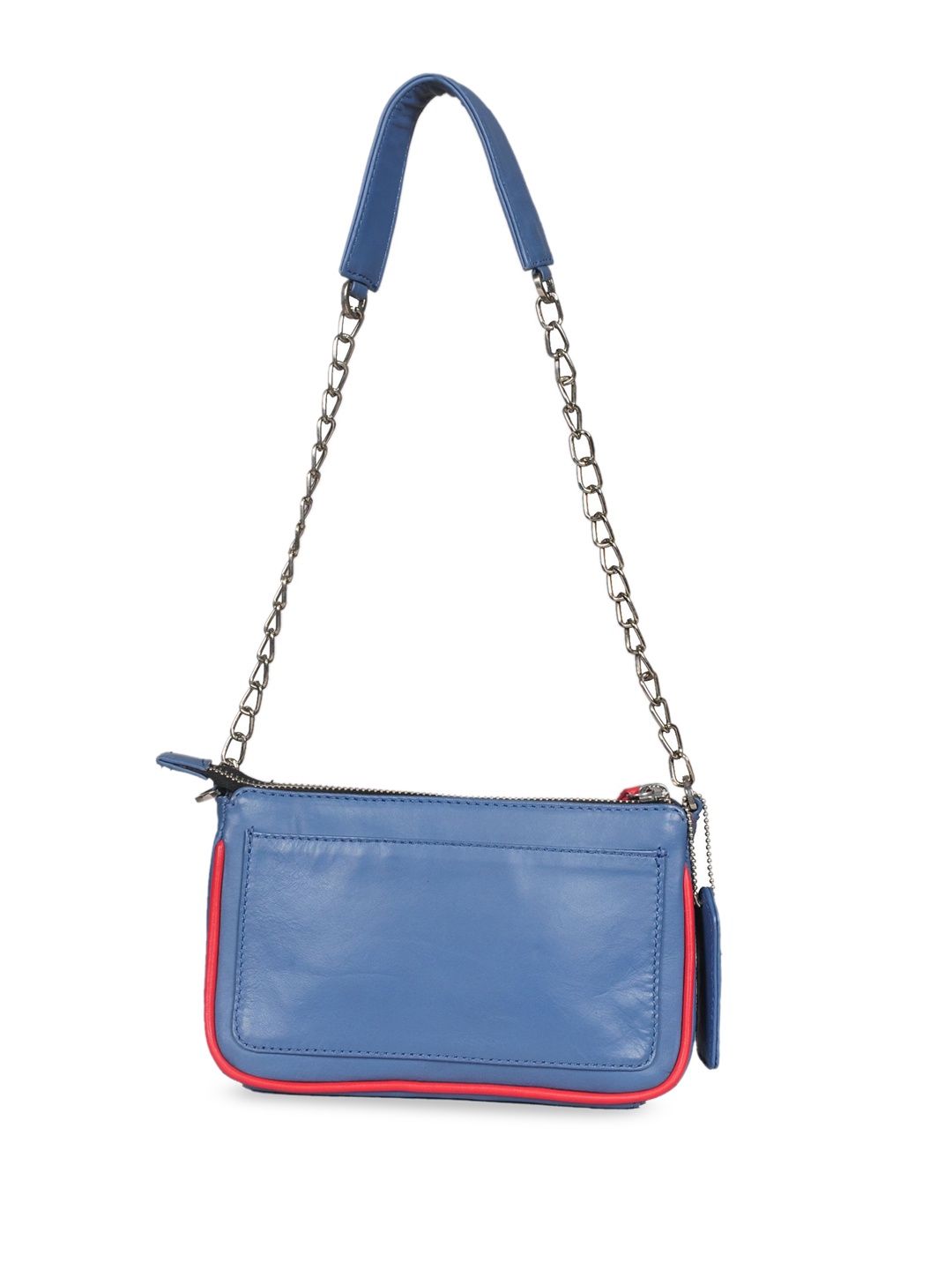 

PERKED Leather Structured Shoulder Bag with Applique, Blue