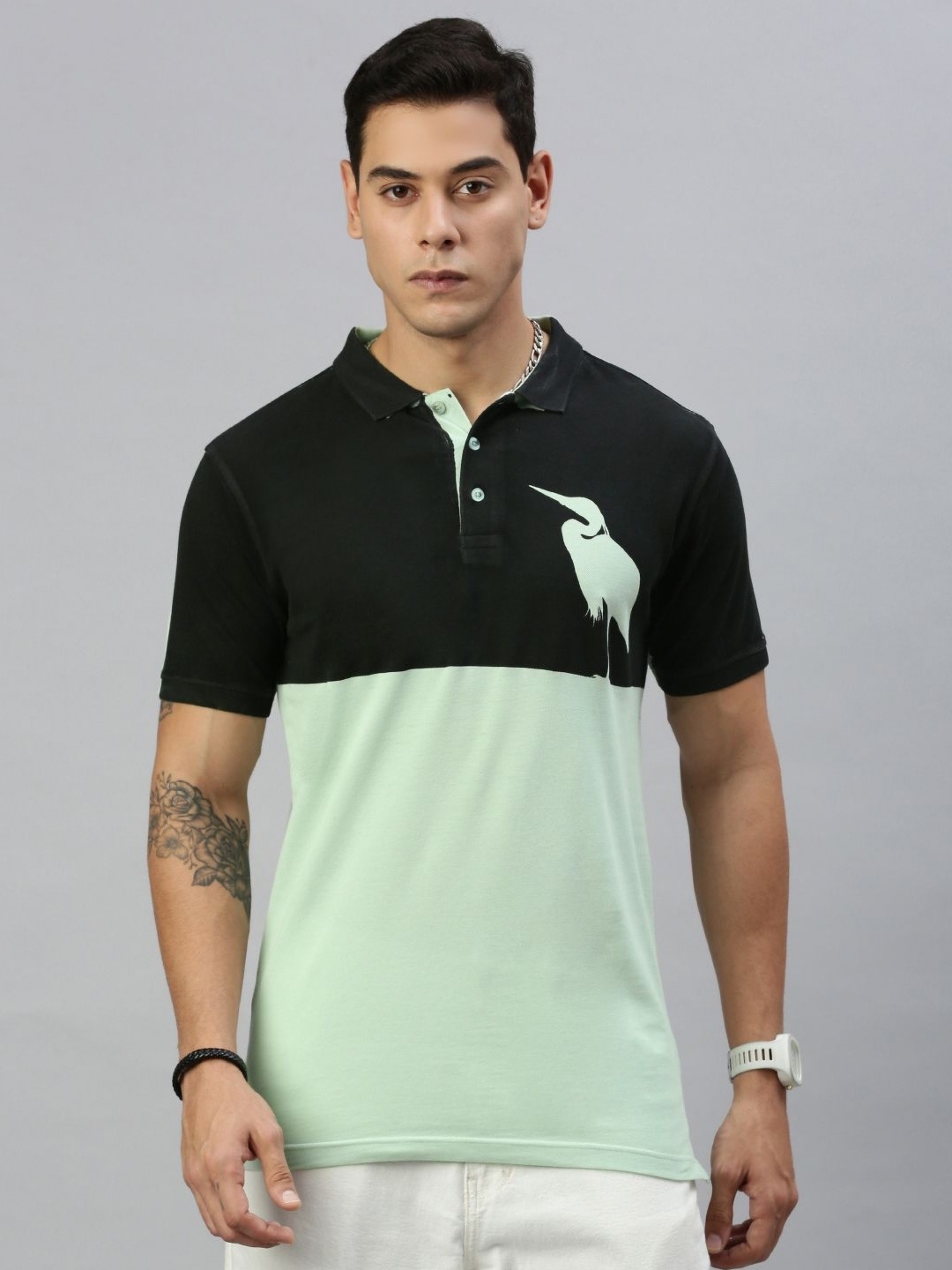 

Huetrap Men Colourblocked Printed T-shirt, Green