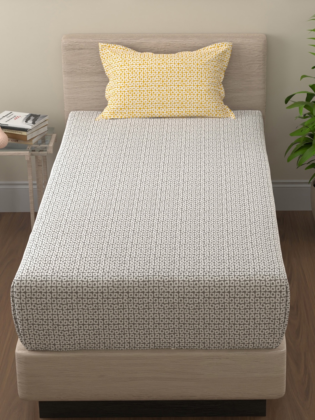 

Huesland Grey & White Striped 144 TC Cotton Single Bedsheet & 1 Pillow Cover