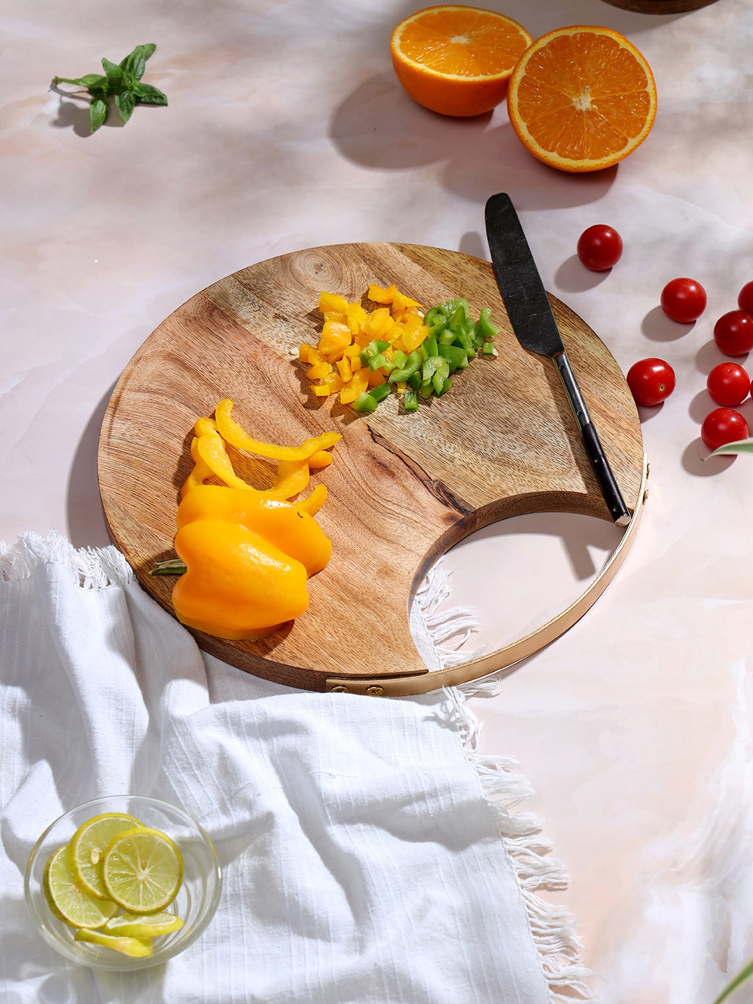 

DULI Brown Wooden Round Serving Tray