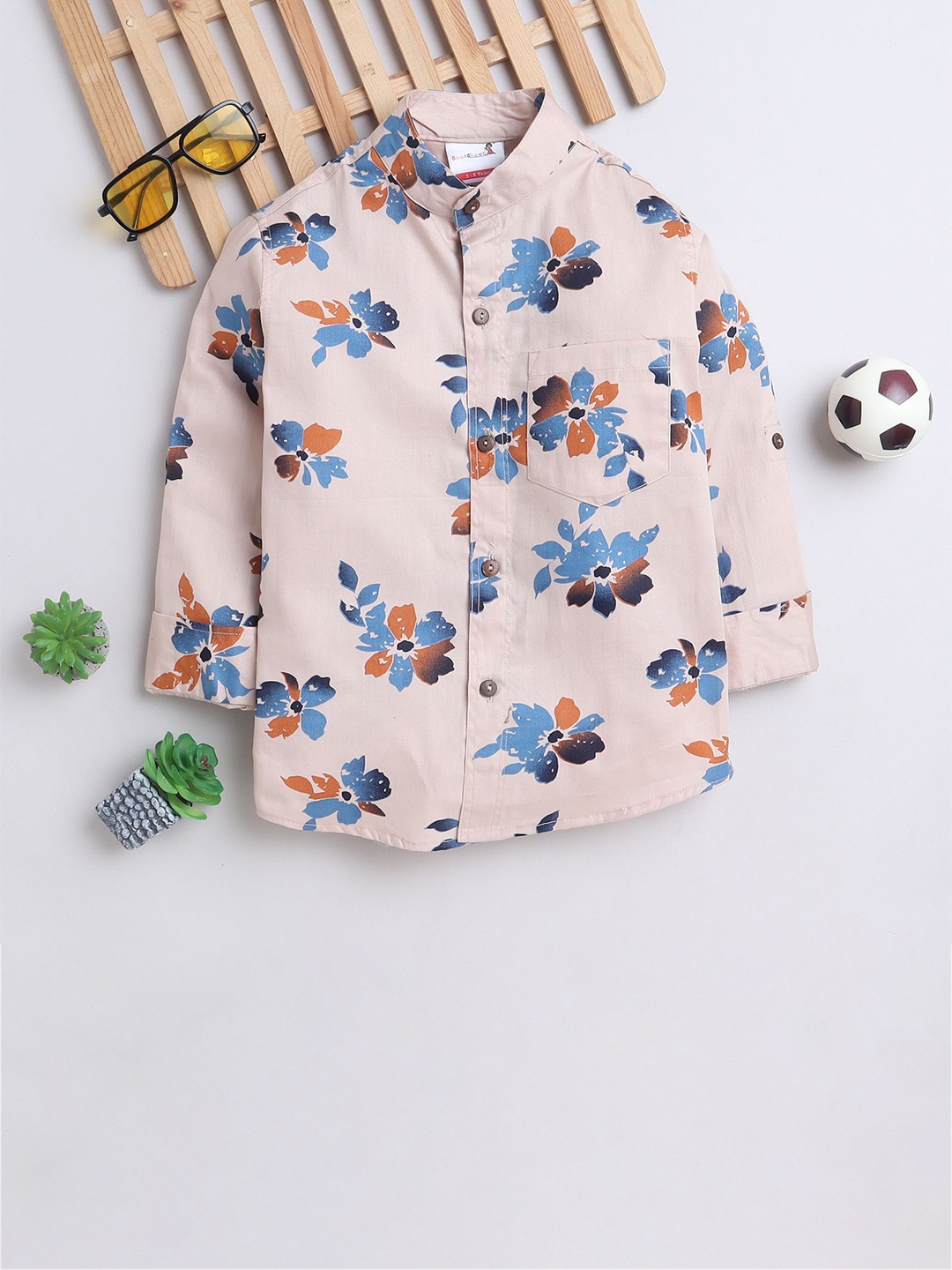 

BAATCHEET Boys Floral Opaque Printed Casual Shirt BTPCFSPS1281-00-PLUM, Beige