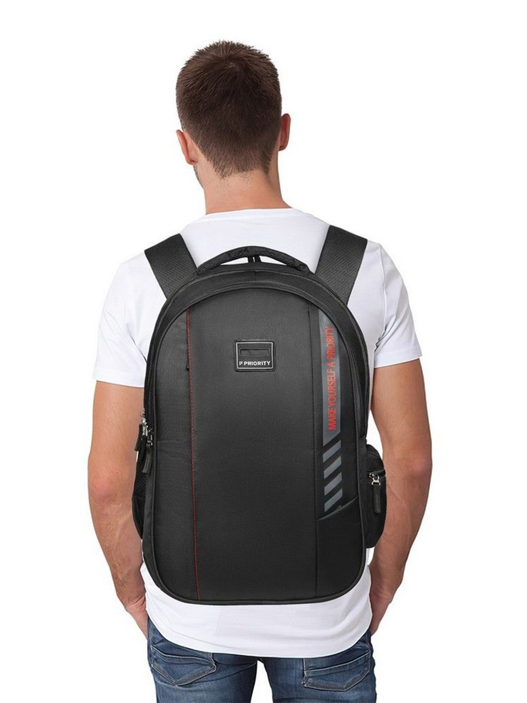 

Priority Unisex Typography Laptop Backpack, Black