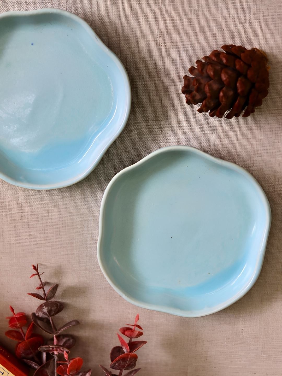 

WEAVING HOMES Blue 2 Pieces Ceramic Dessert Plate