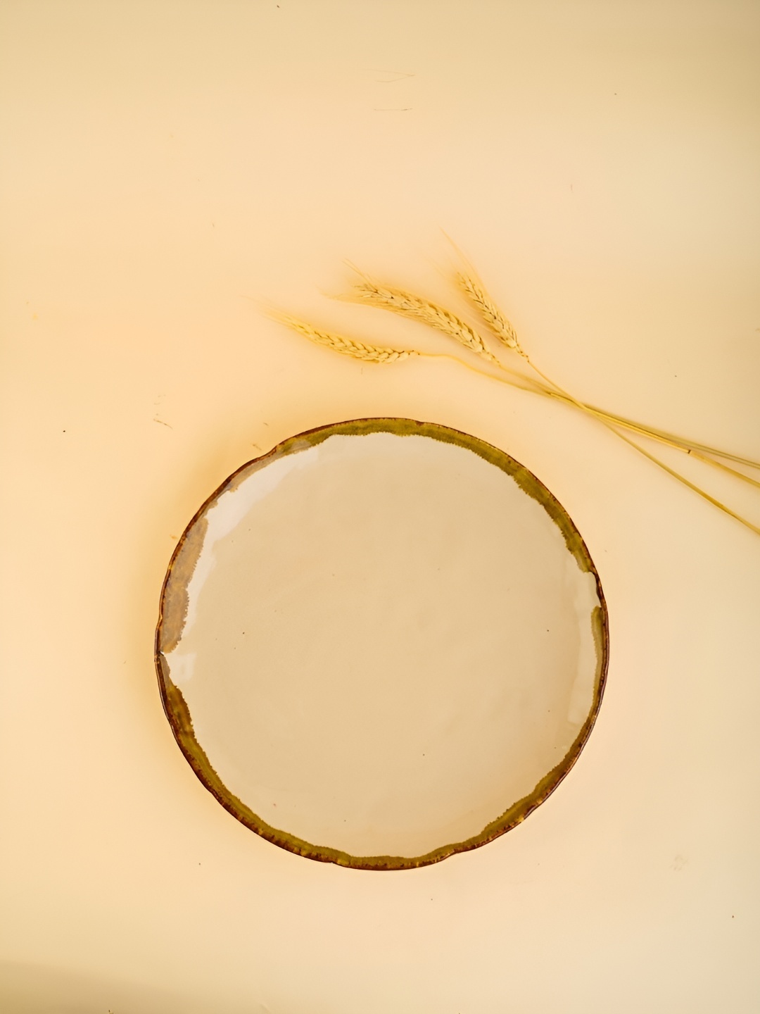 

WEAVING HOMES White & Brown Ceramic Dinner Plate