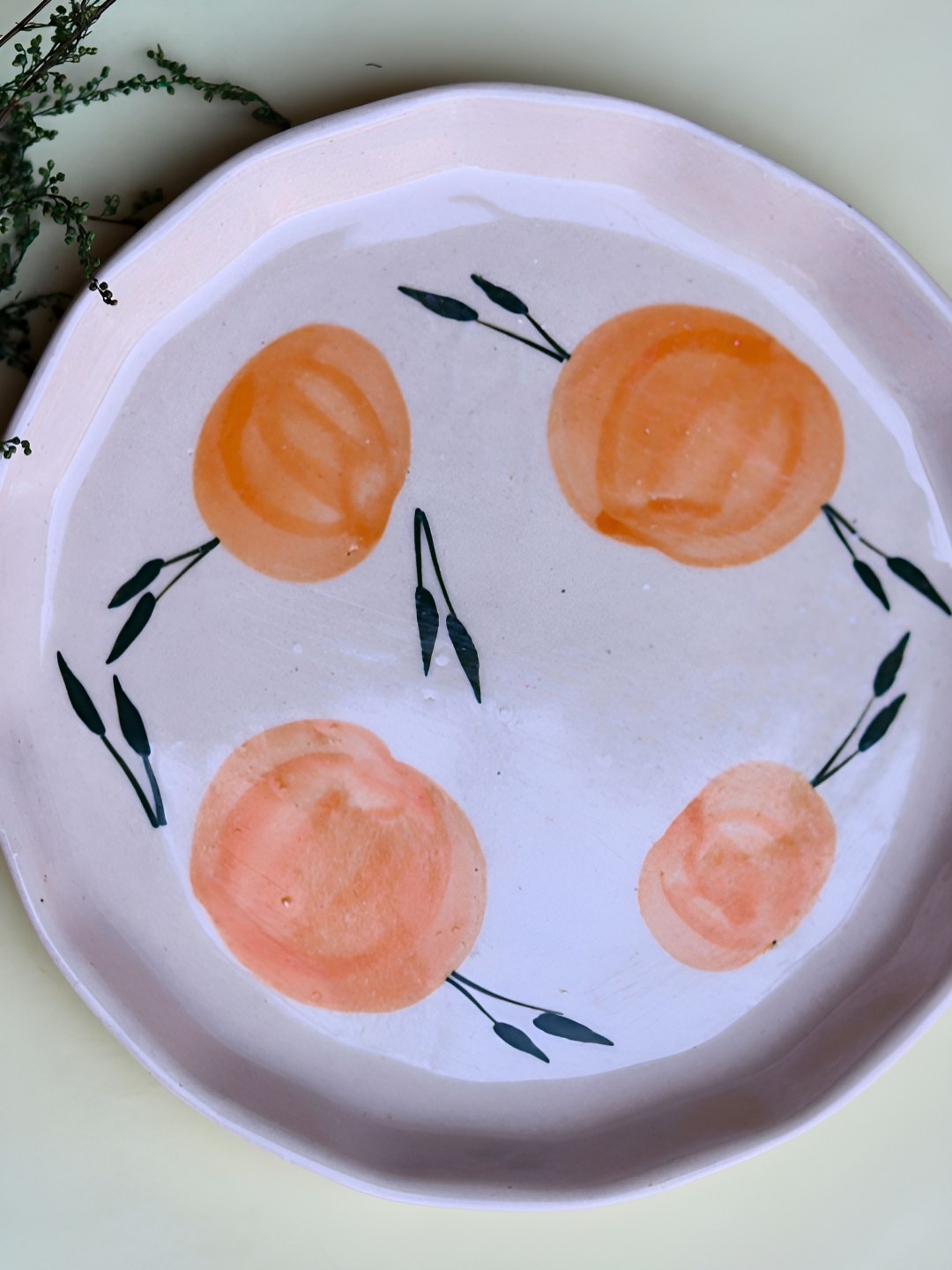 

WEAVING HOMES White & Orange Printed Ceramic Plate