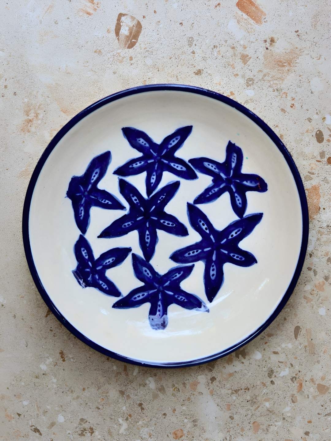 

WEAVING HOMES White & Blue Printed Ceramic Plate