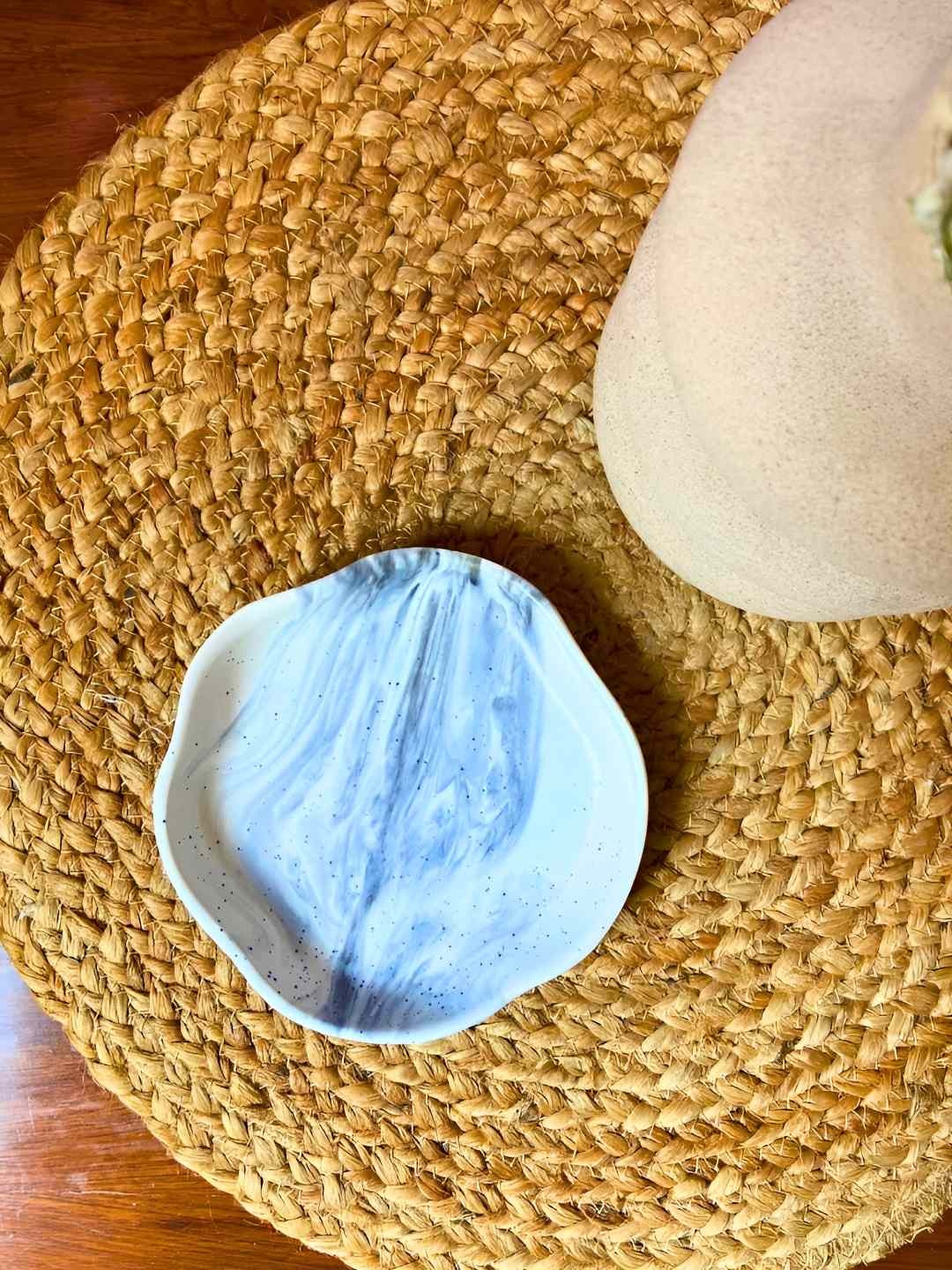 

WEAVING HOMES White & Blue Printed Microwave Safe Ceramic Plate
