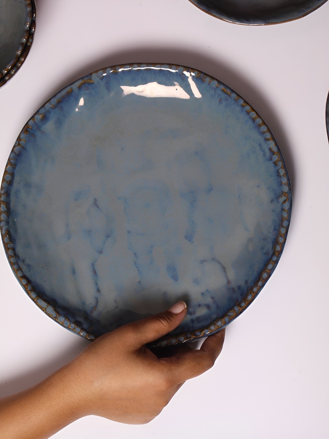 

WEAVING HOMES Grey Microwave Safe Glossy Stoneware Dinner Plate