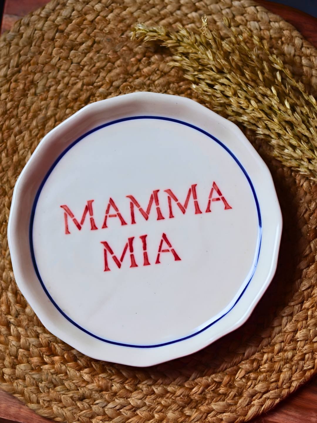 

WEAVING HOMES White & Red Printed Microwave Safe Glossy Ceramic Plate