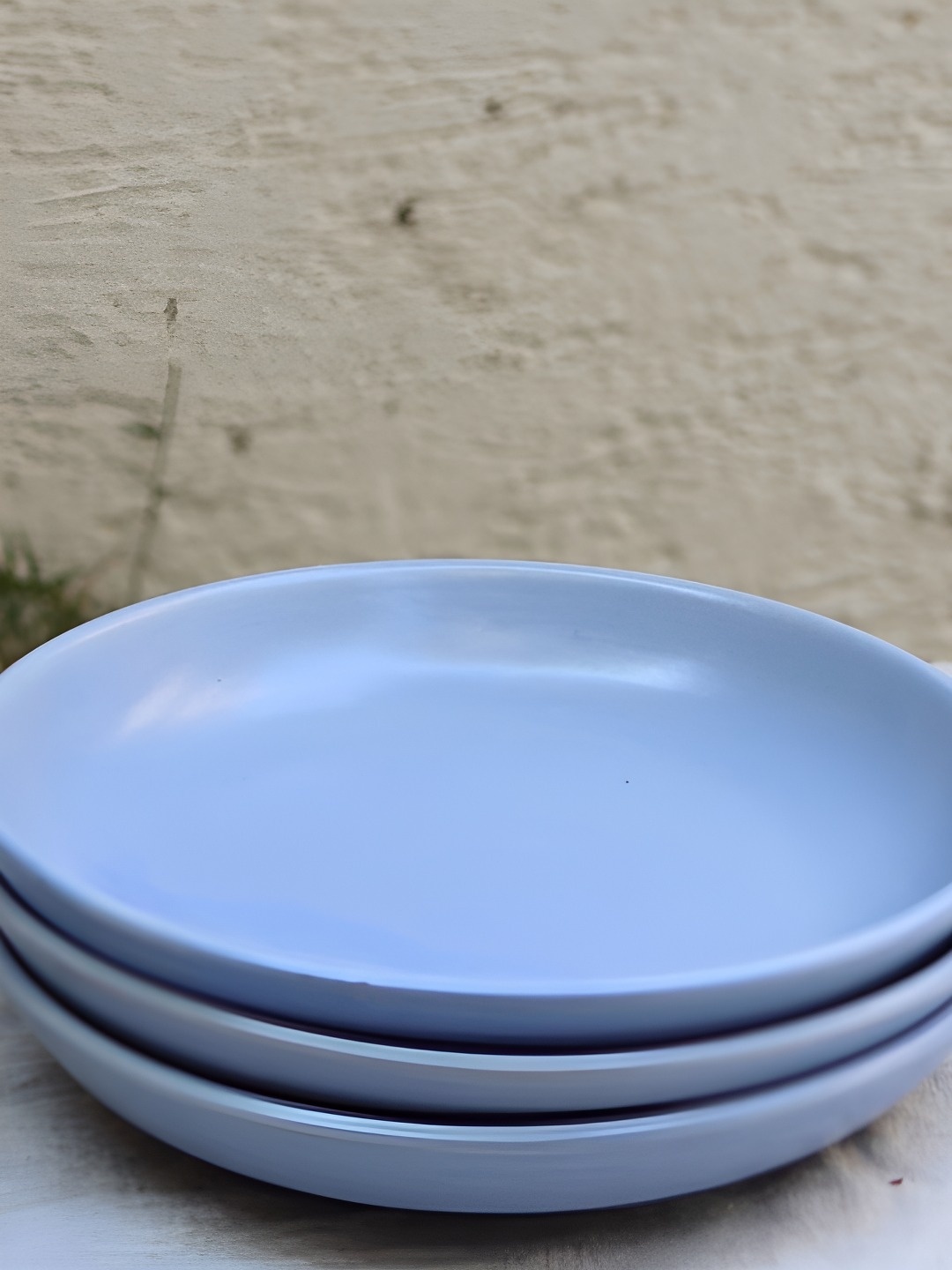 

WEAVING HOMES Blue 3 Pieces Microwave Safe Glossy Ceramic Plate