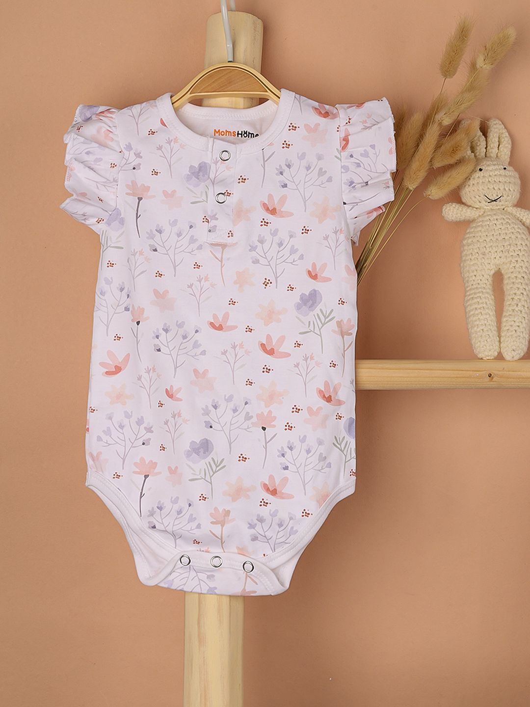 

Moms Home Infants Printed Organic Cotton Bodysuit, Pink