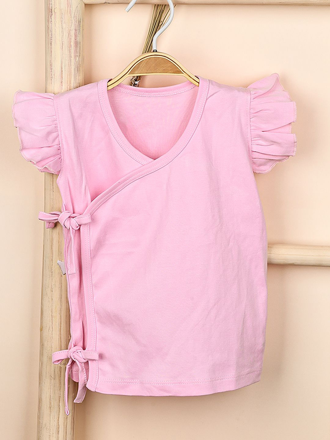 

Moms Home Flutter Sleeve Organic Cotton Wrap Top, Pink