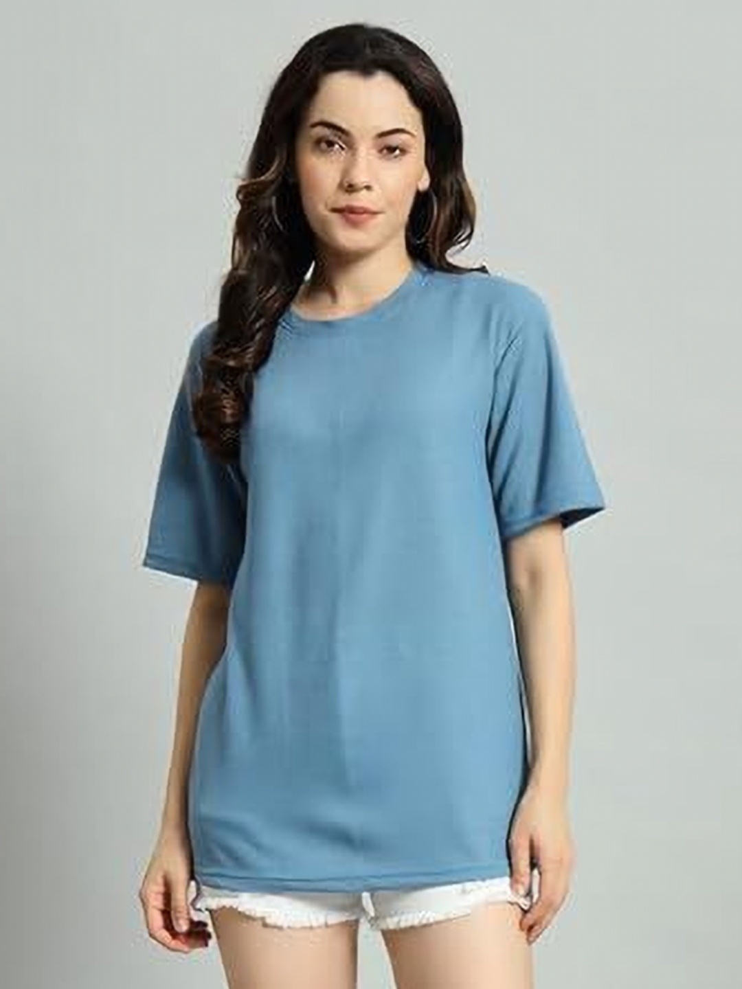 

R Cube Women Floral Colourblocked High Neck Pockets T-shirt, Blue