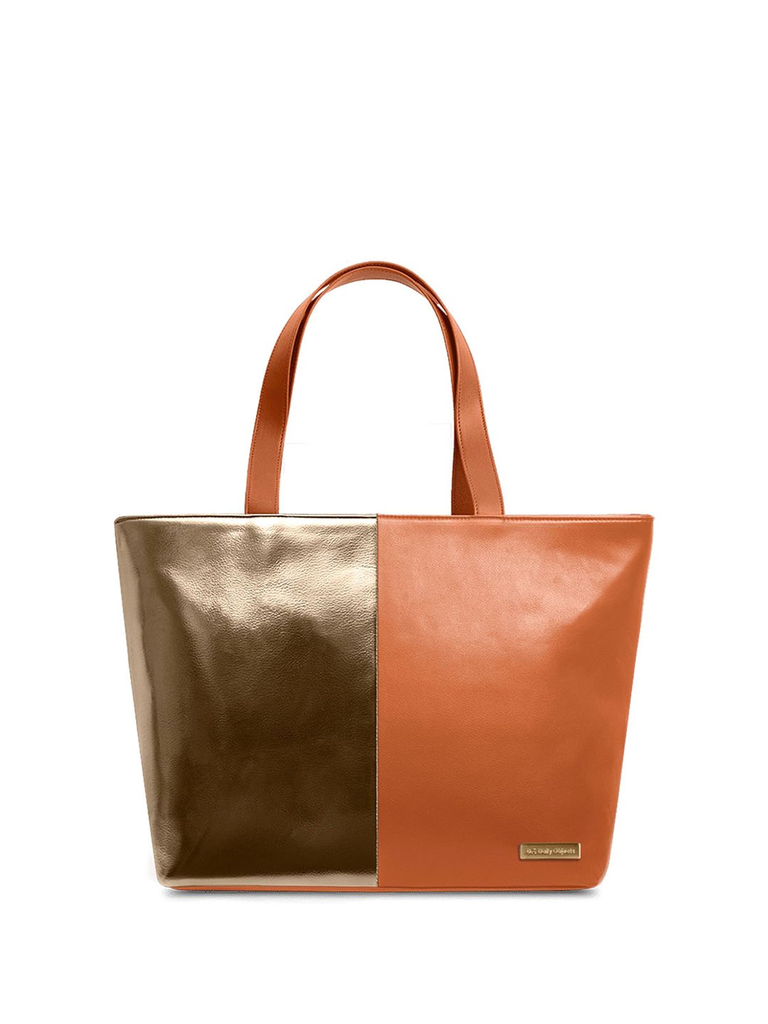 

DailyObjects Colourblocked PU Oversized Structured Shoulder Bag with Tasselled, Rust