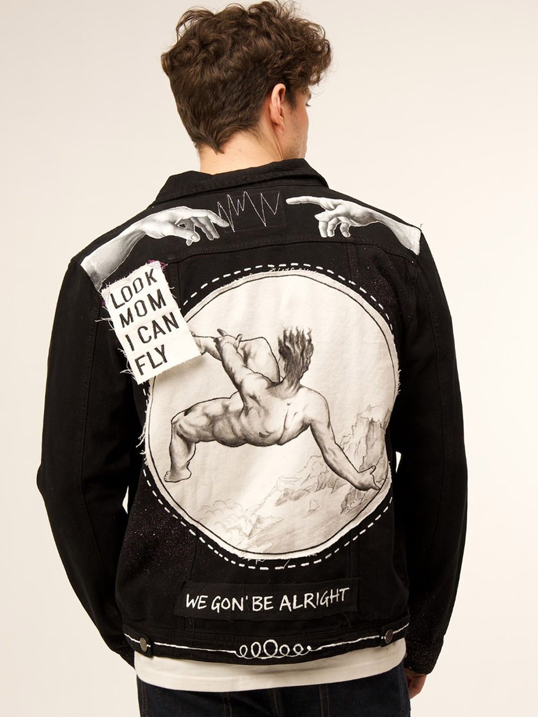 

VALKYRE Unisex Cotton Graphic Printed Bomber Jacket, Black
