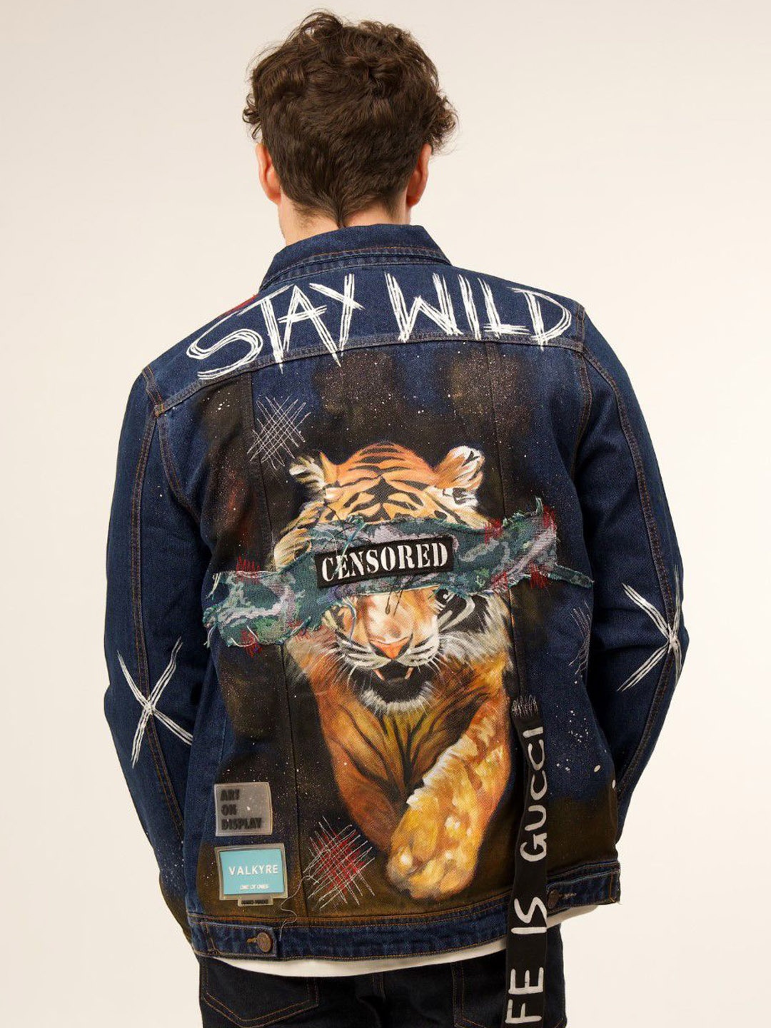 

VALKYRE Unisex Cotton Graphic Printed Denim Jacket, Blue