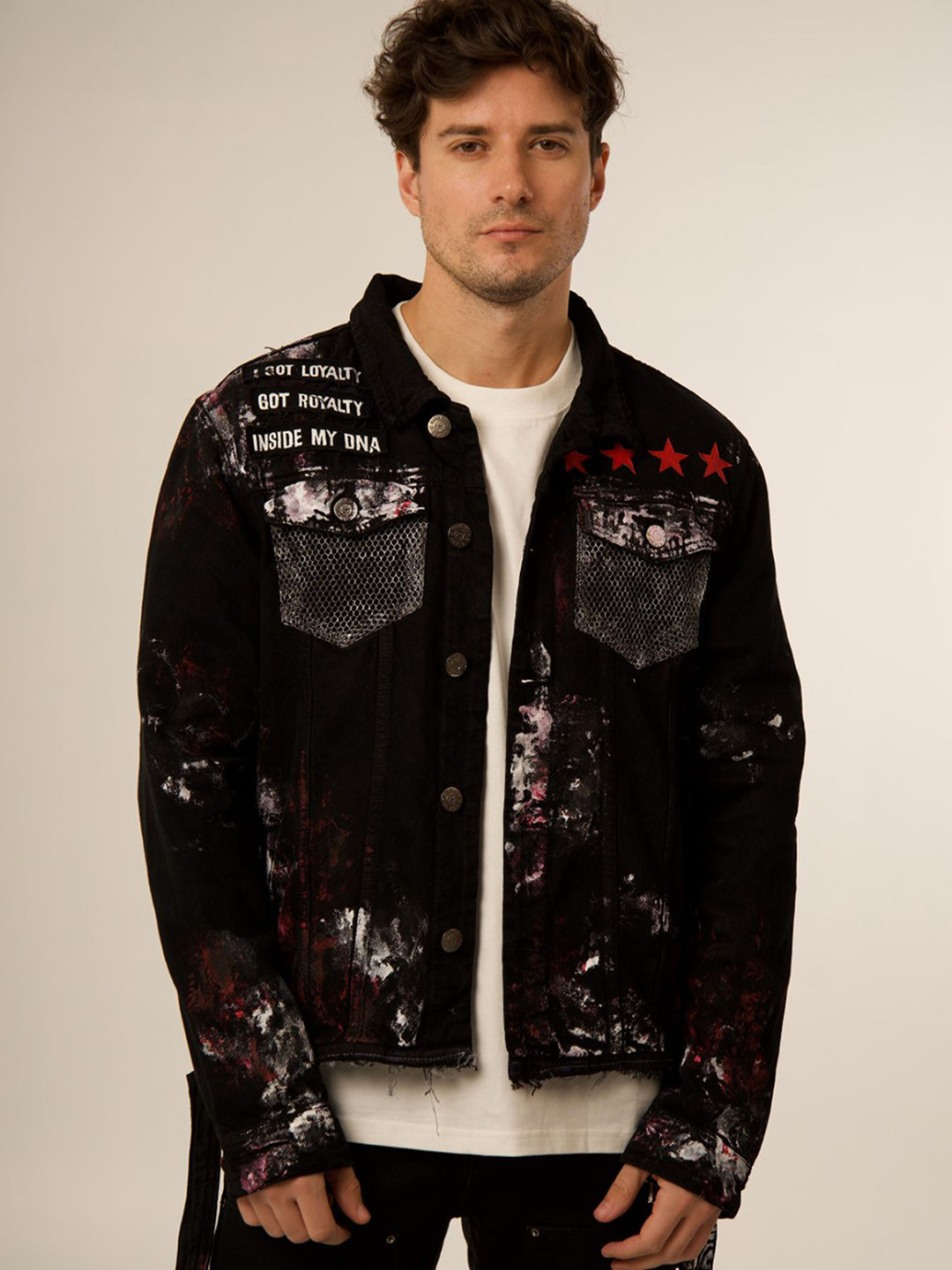 

VALKYRE Unisex Floral Cotton Bomber Embroidered Jacket, Black