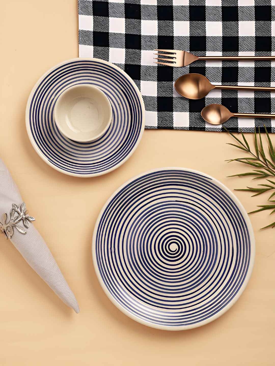 

Aura 3Pc White & Blue 3 Pieces Printed Ceramic Dinner Set