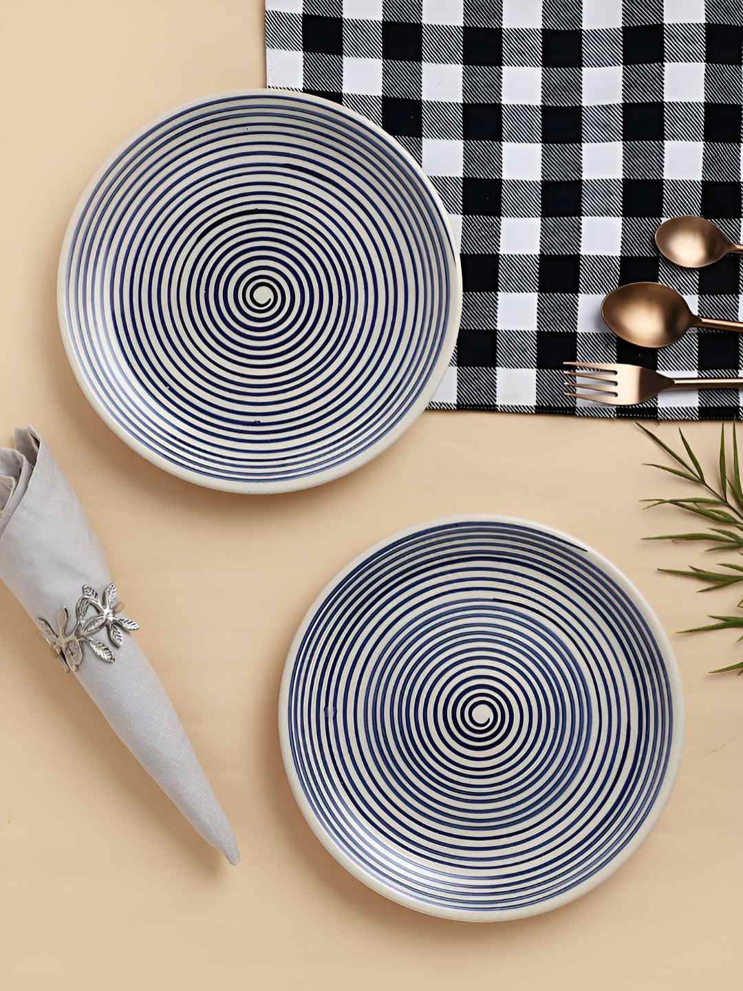 

Aura Blue 2 Pieces Spiral Ceramic Dinner Plates