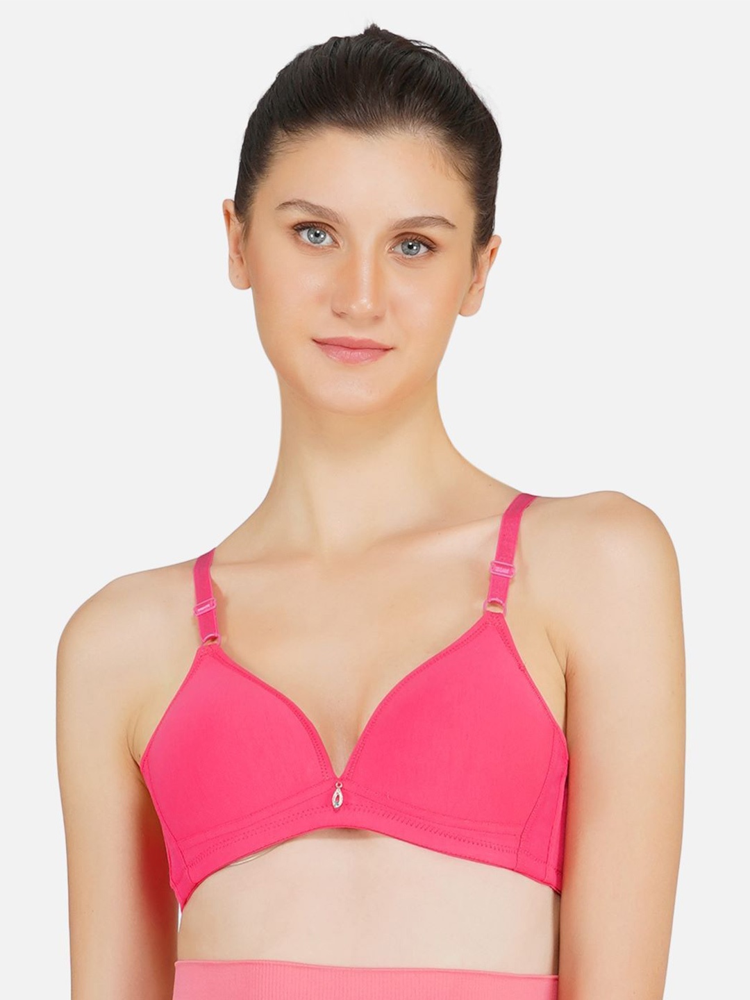 

Poftik Medium Coverage Lightly Padded Cotton T-shirt Bra With Side Shaper, Rose