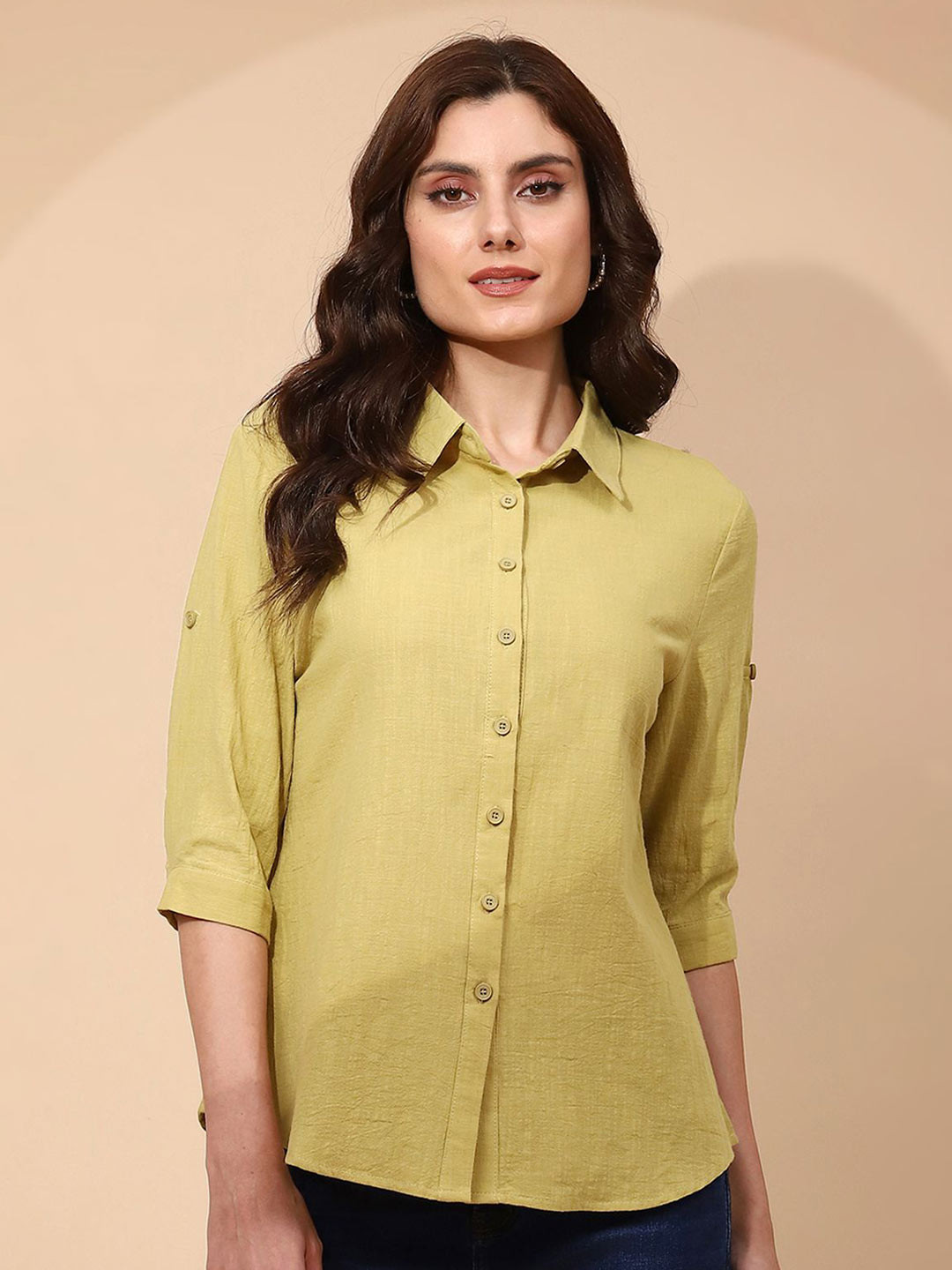 

Global Republic Women Classic Casual Shirt, Green