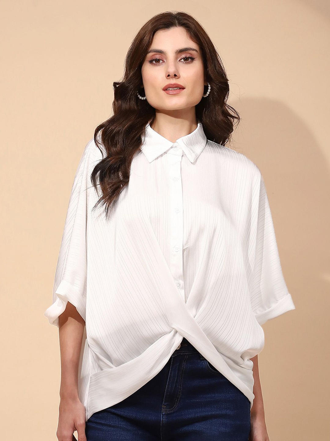 

Global Republic Kimono Sleeve Shirt Style Top, White