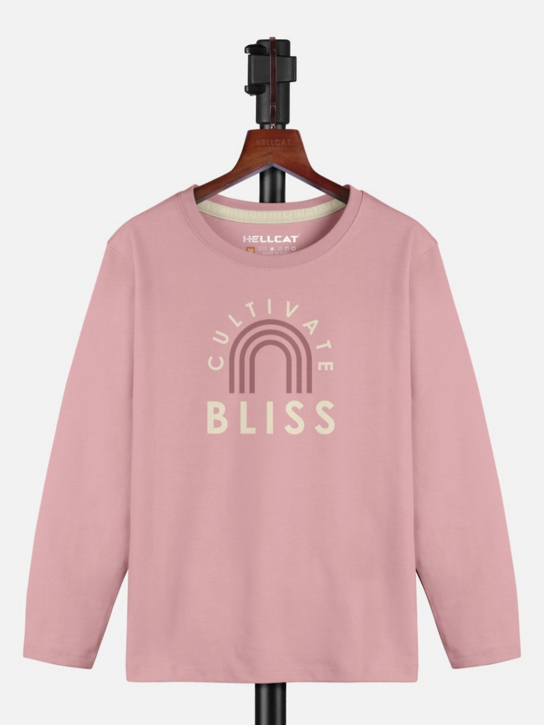 HELLCAT Girls Typography Printed Round Neck T-shirt, Pink