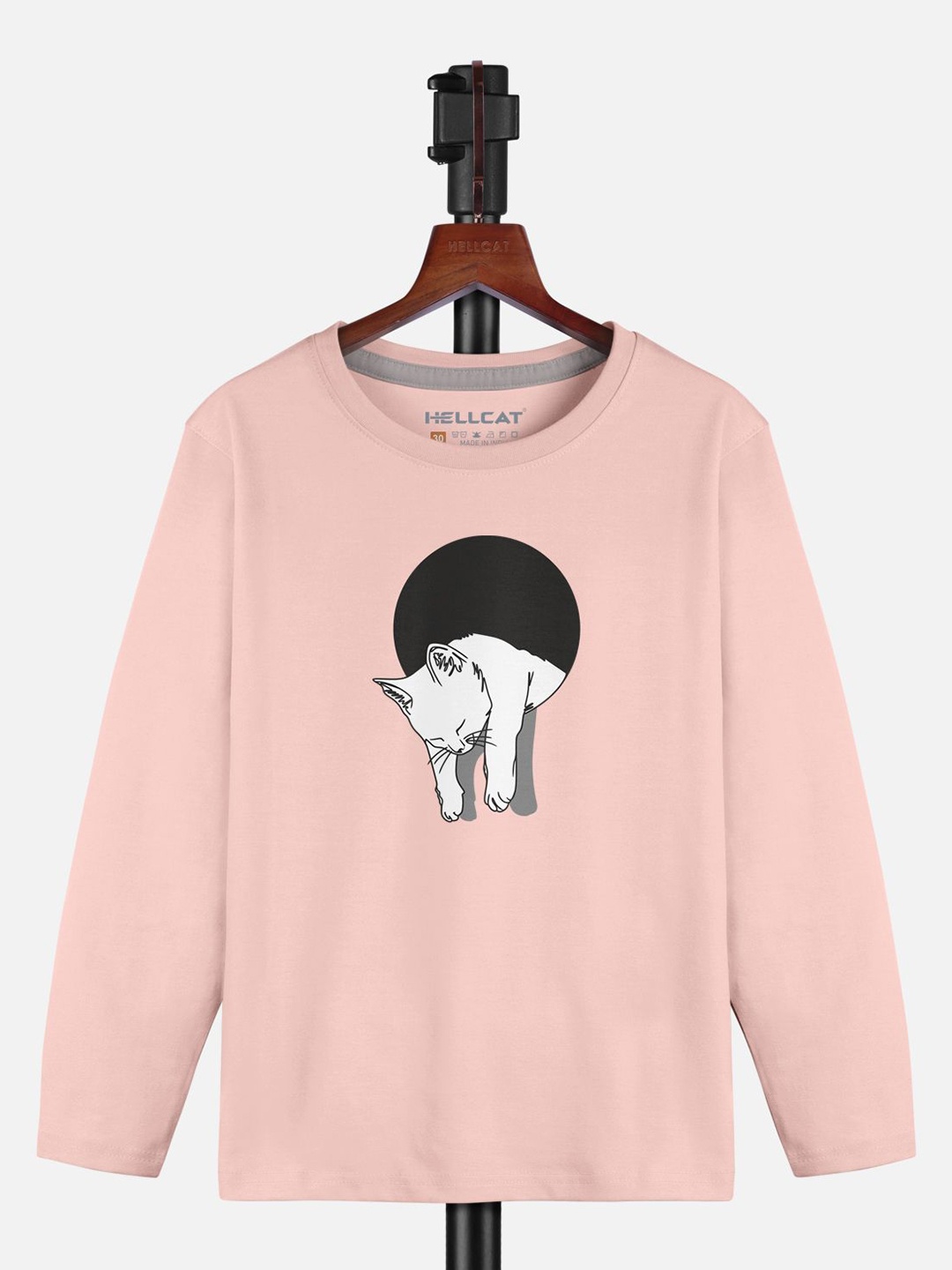 

HELLCAT Girls Graphic Printed Round Neck T-shirt, Peach