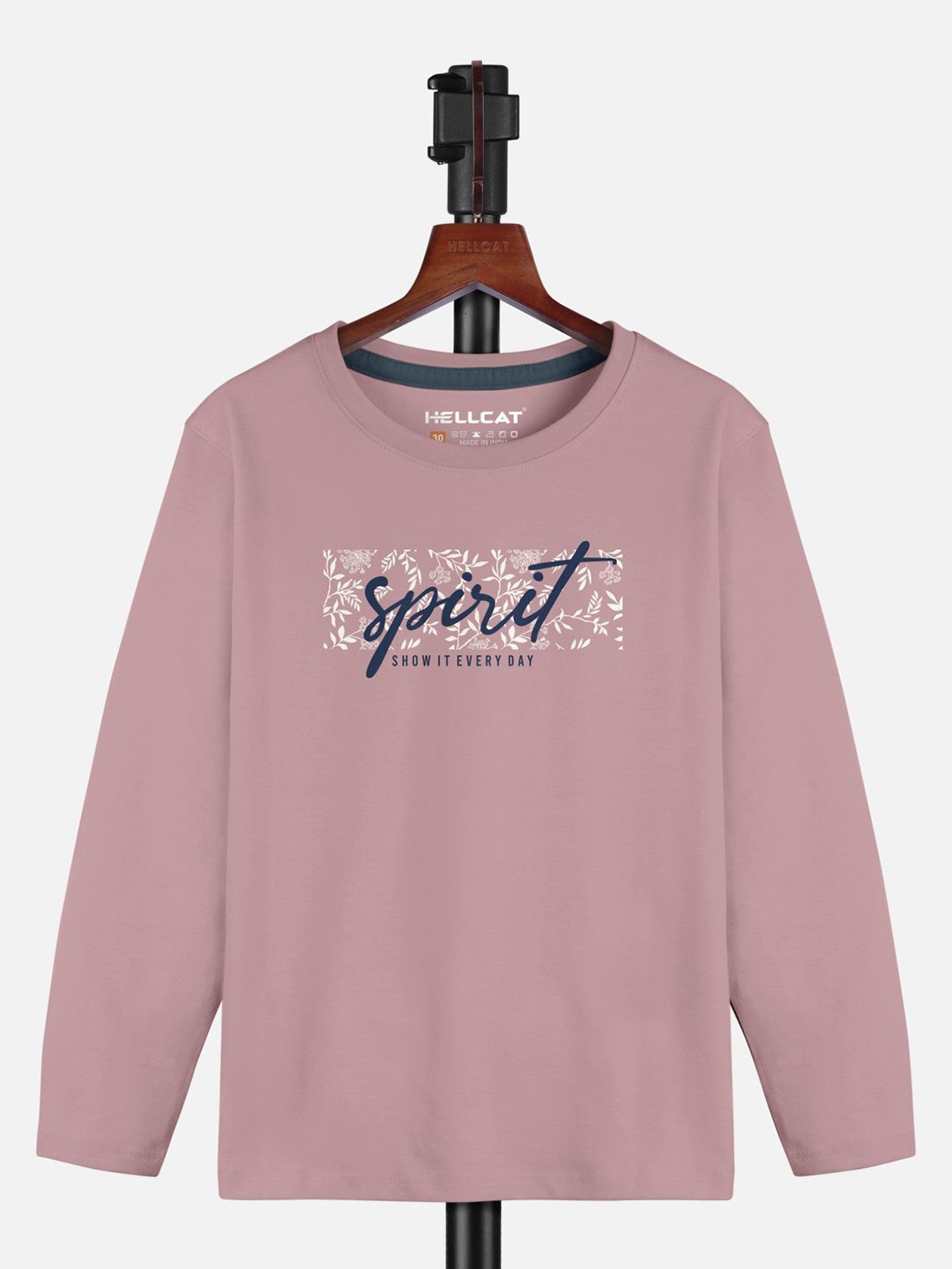 

HELLCAT Girls Typography Printed Round Neck T-shirt, Pink