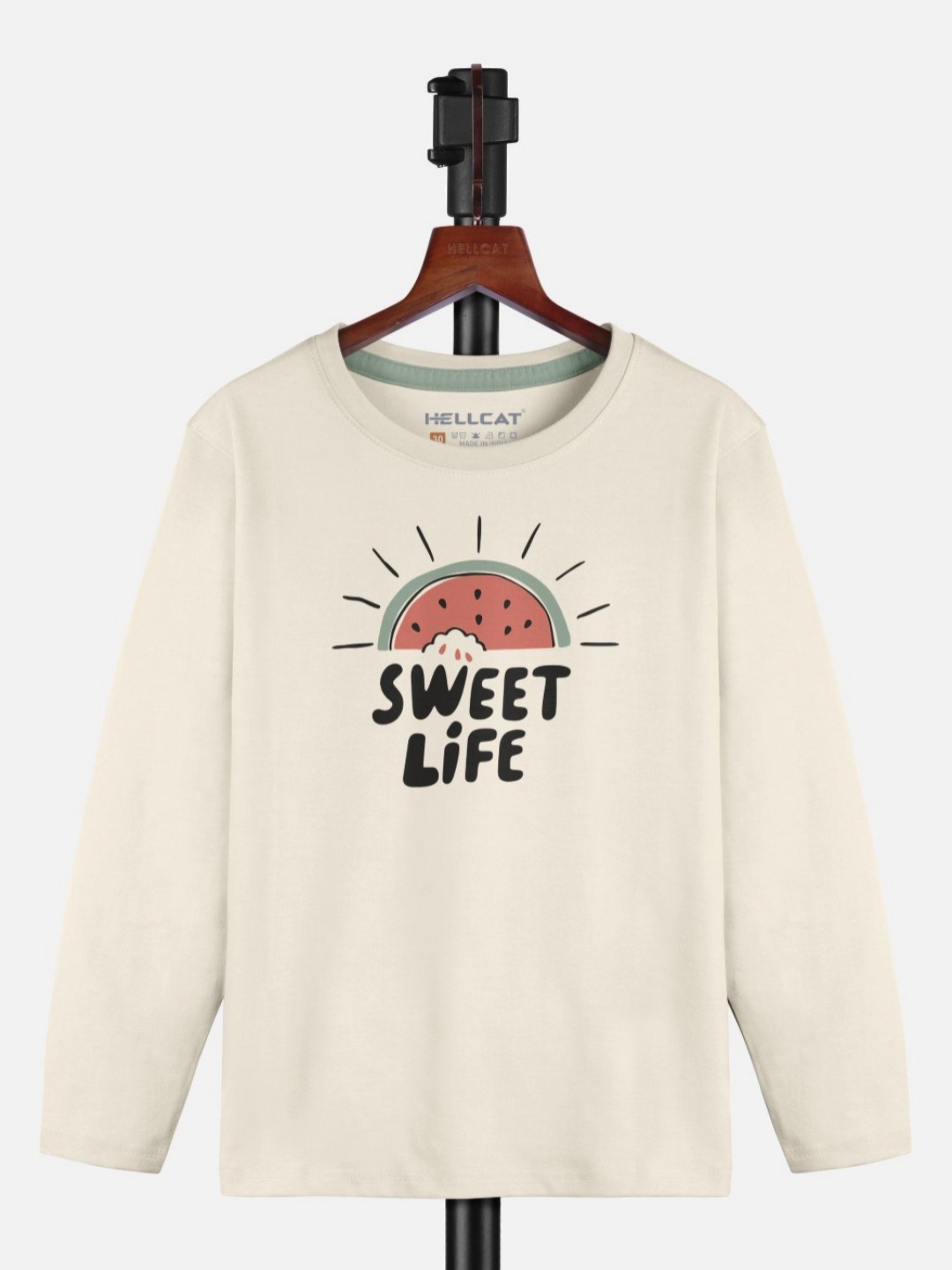 

HELLCAT Girls Typography Printed Round Neck T-shirt, Beige