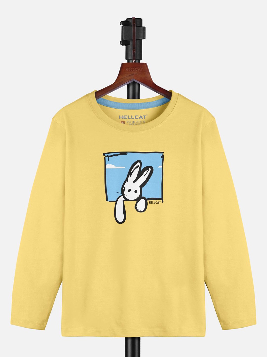 

HELLCAT Girls Graphic Printed Round Neck T-shirt, Mustard