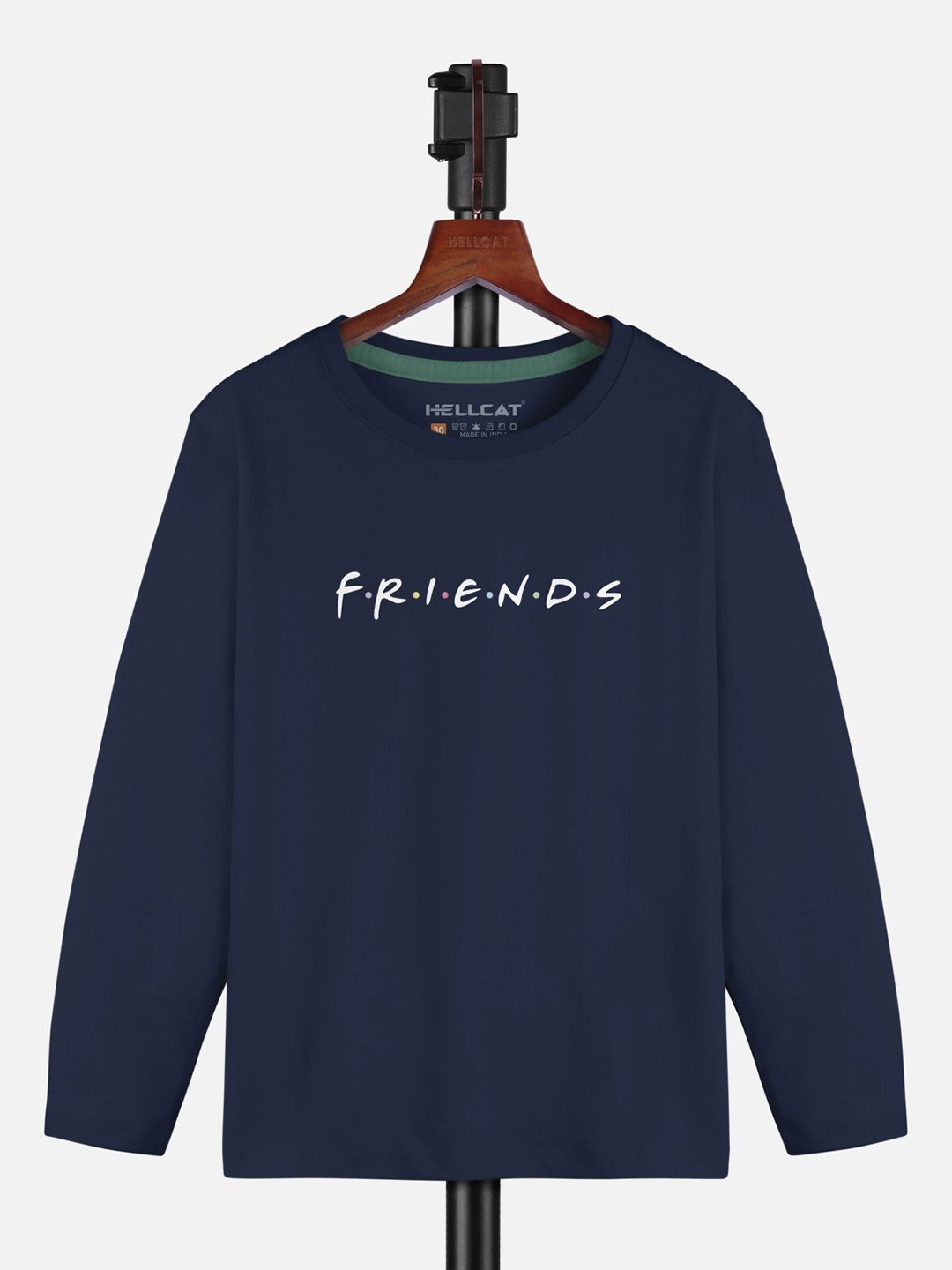 

HELLCAT Girls Typography Printed Round Neck T-shirt, Navy blue