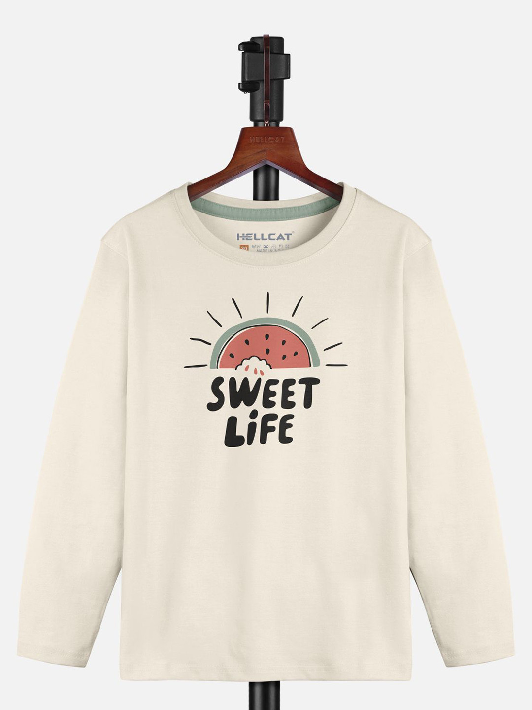 

HELLCAT Girls Typography Printed Round Neck T-shirt, Beige