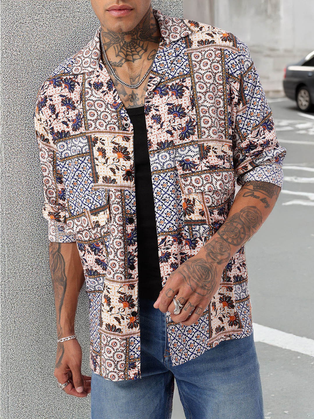 

Kook N Keech Vintage Touch Indie Floral Printed Oversized Fit Shirt, Multi
