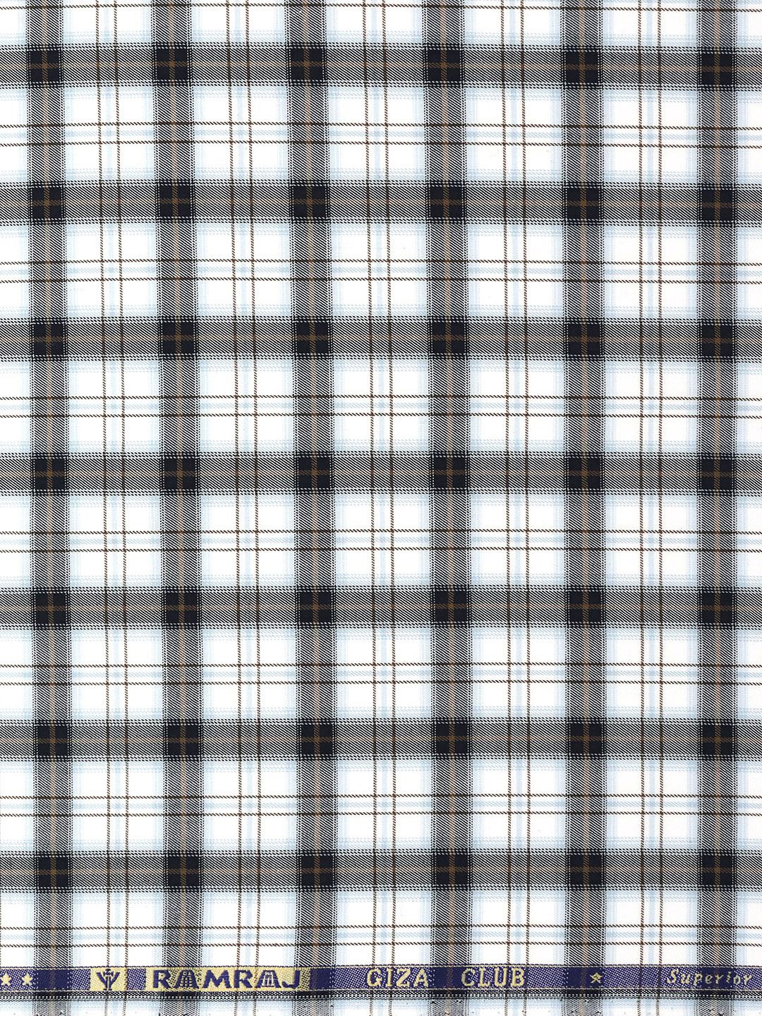 

Ramraj Men Checked Cotton Shirt Clothing Fabric, White