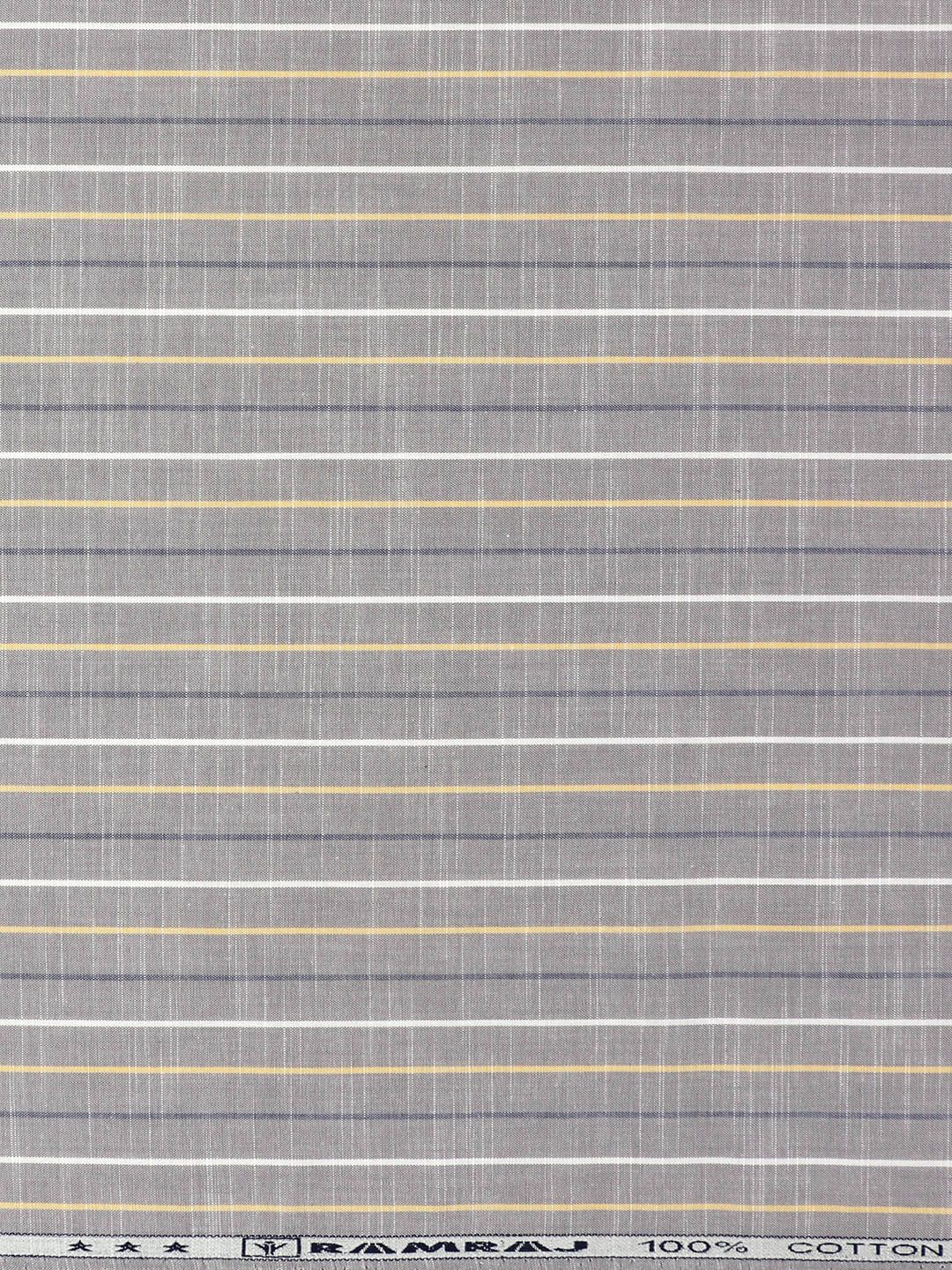 

Ramraj Men Striped Cotton Shirt Clothing Fabric, Grey