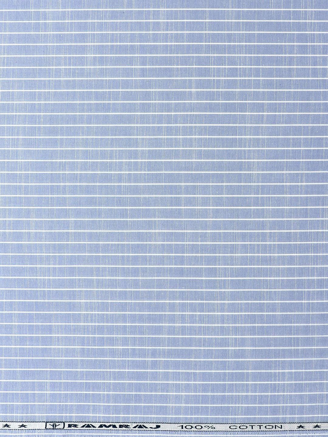 

Ramraj Men Striped Cotton Shirt Clothing Fabric, Blue