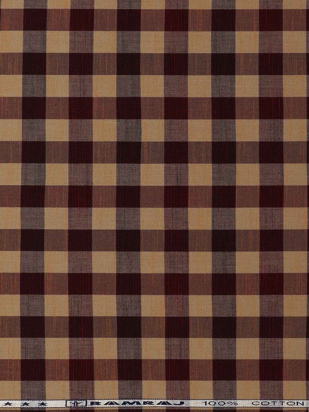 

Ramraj Men Checked Cotton Shirt Clothing Fabric, Brown