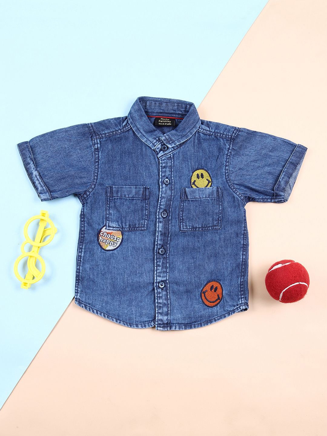 

V-Mart Unisex Kids Classic Cotton Opaque Casual Shirt, Blue