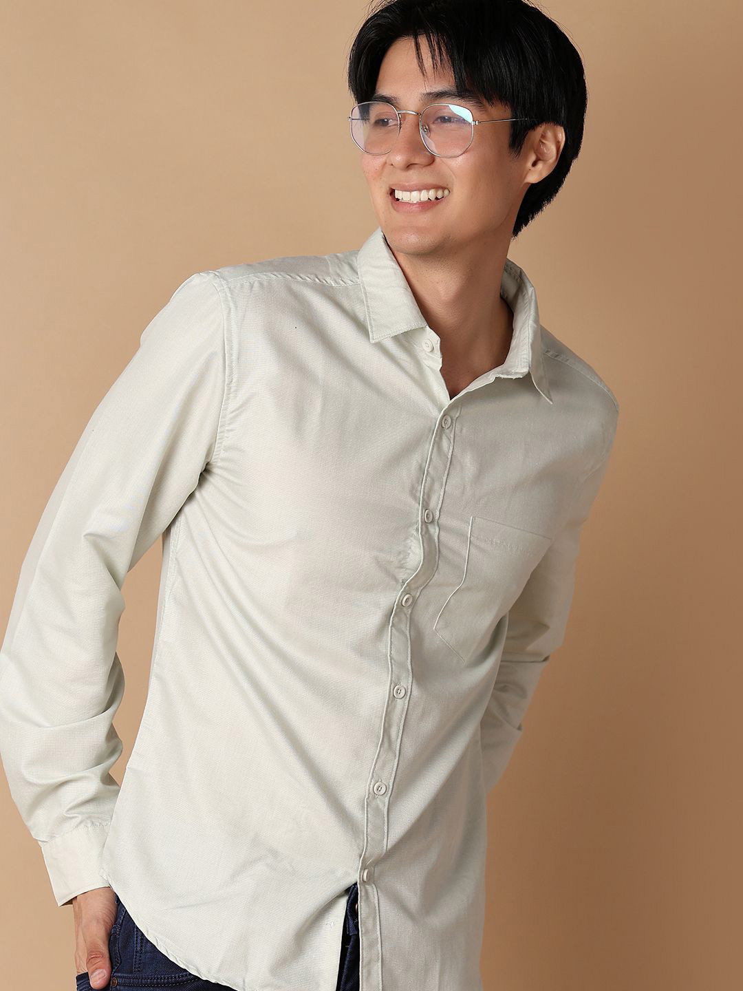 

V-Mart Men Solid Cotton Classic Slim Fit Opaque Casual Shirt, Green